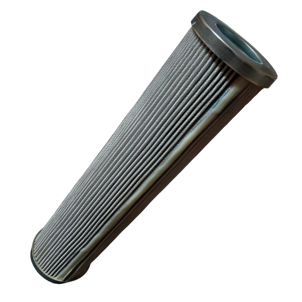 A close-up of the Case Construction BU4430037 hydraulic oil filter, showing its size and shape.